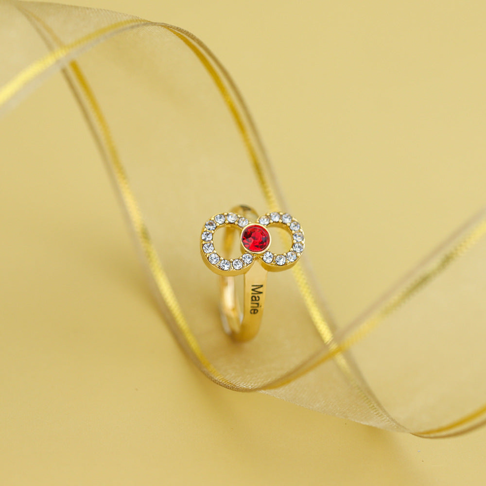 Diamond engraved name ring personalized for women