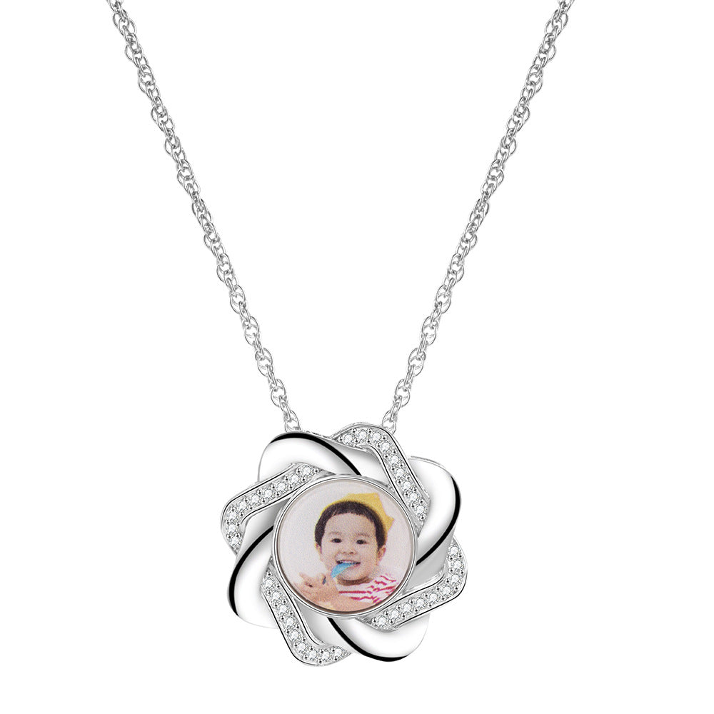 European and American new diamond zircon six-pointed star baby photo frame pendant can come to the picture DIY personalized necklace women's gifts