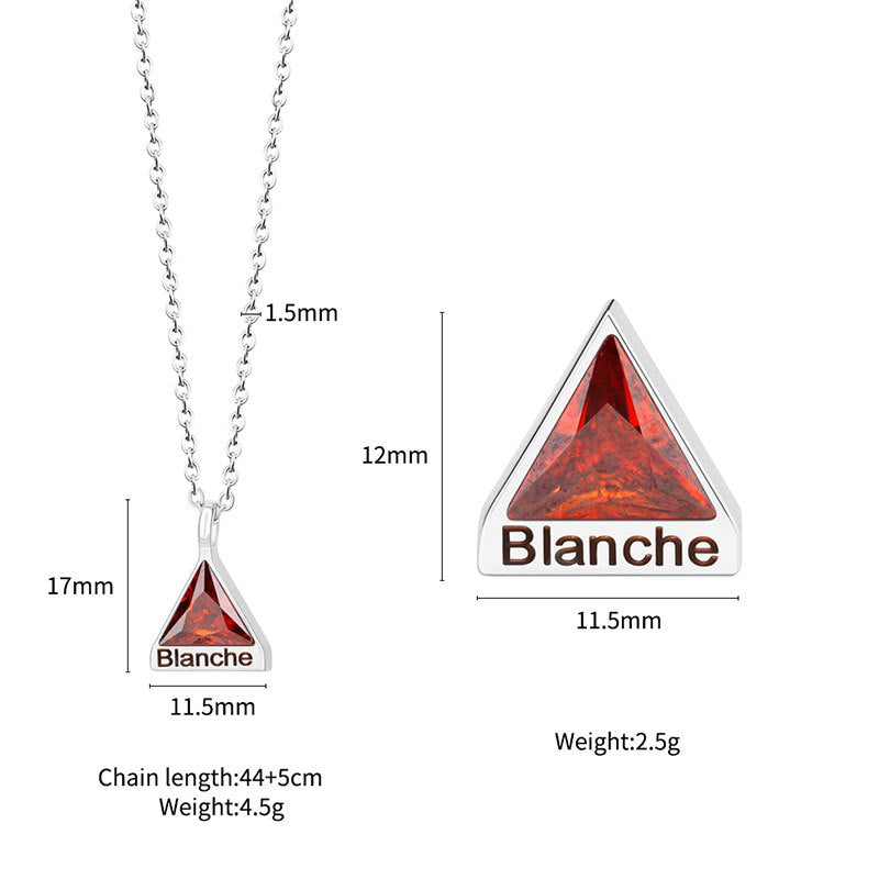 Personalized engraved triangle diamond necklace pendant with custom birthstone