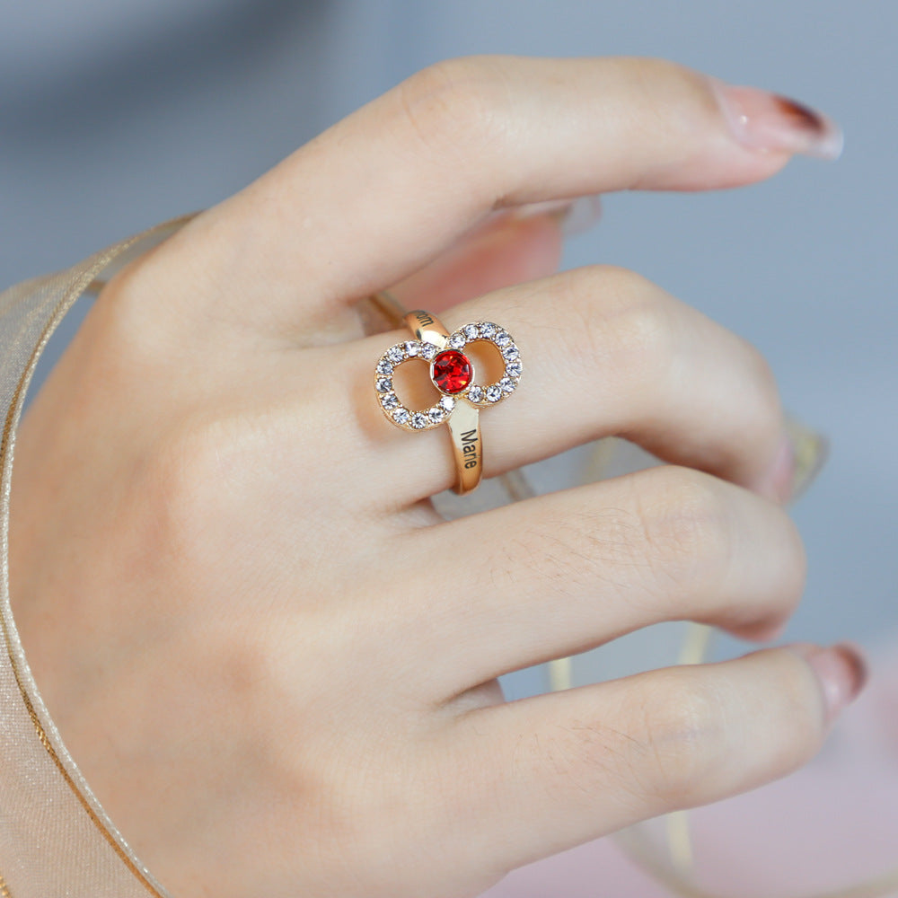 Diamond engraved name ring personalized for women