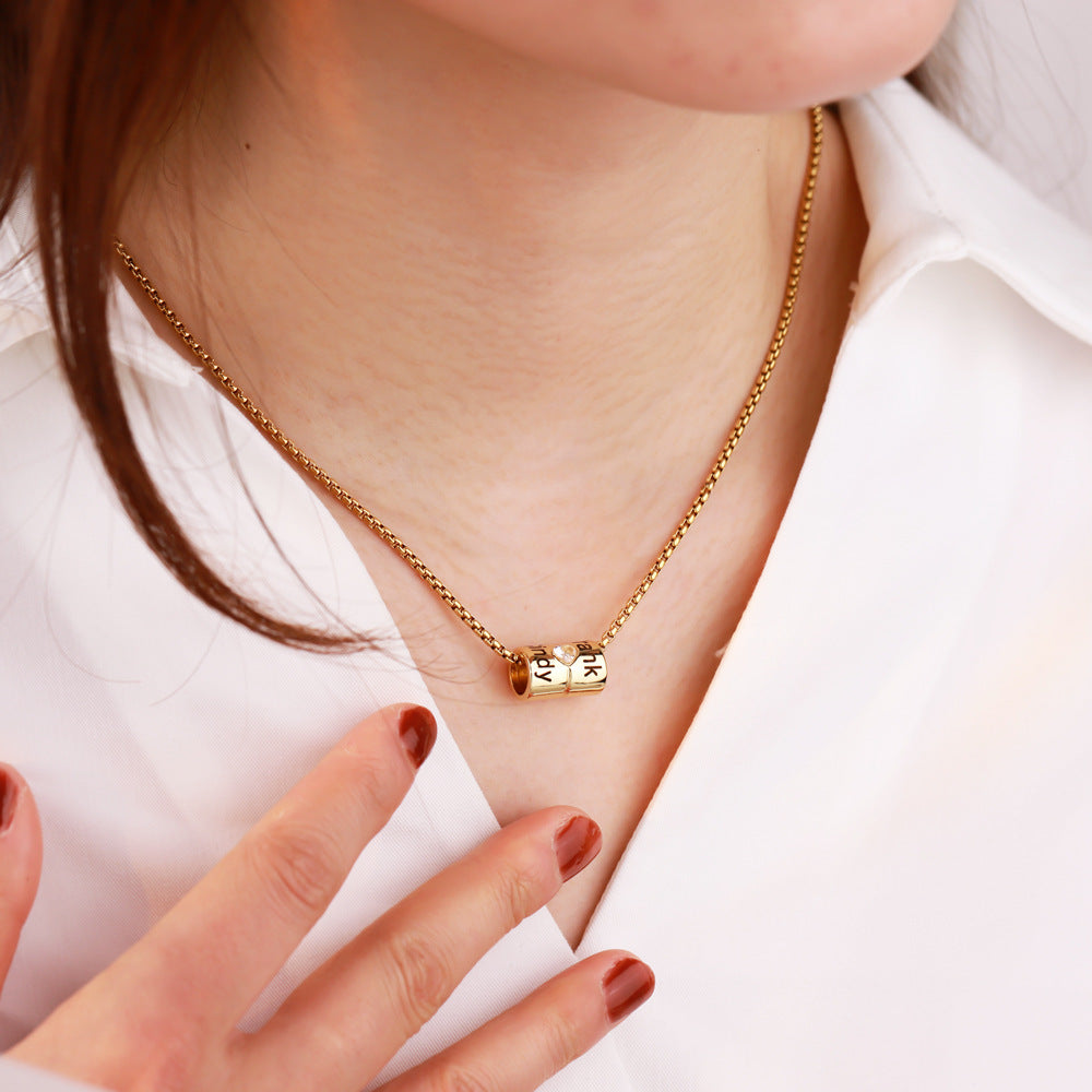 European American copper women’s necklace with engraved name pendant