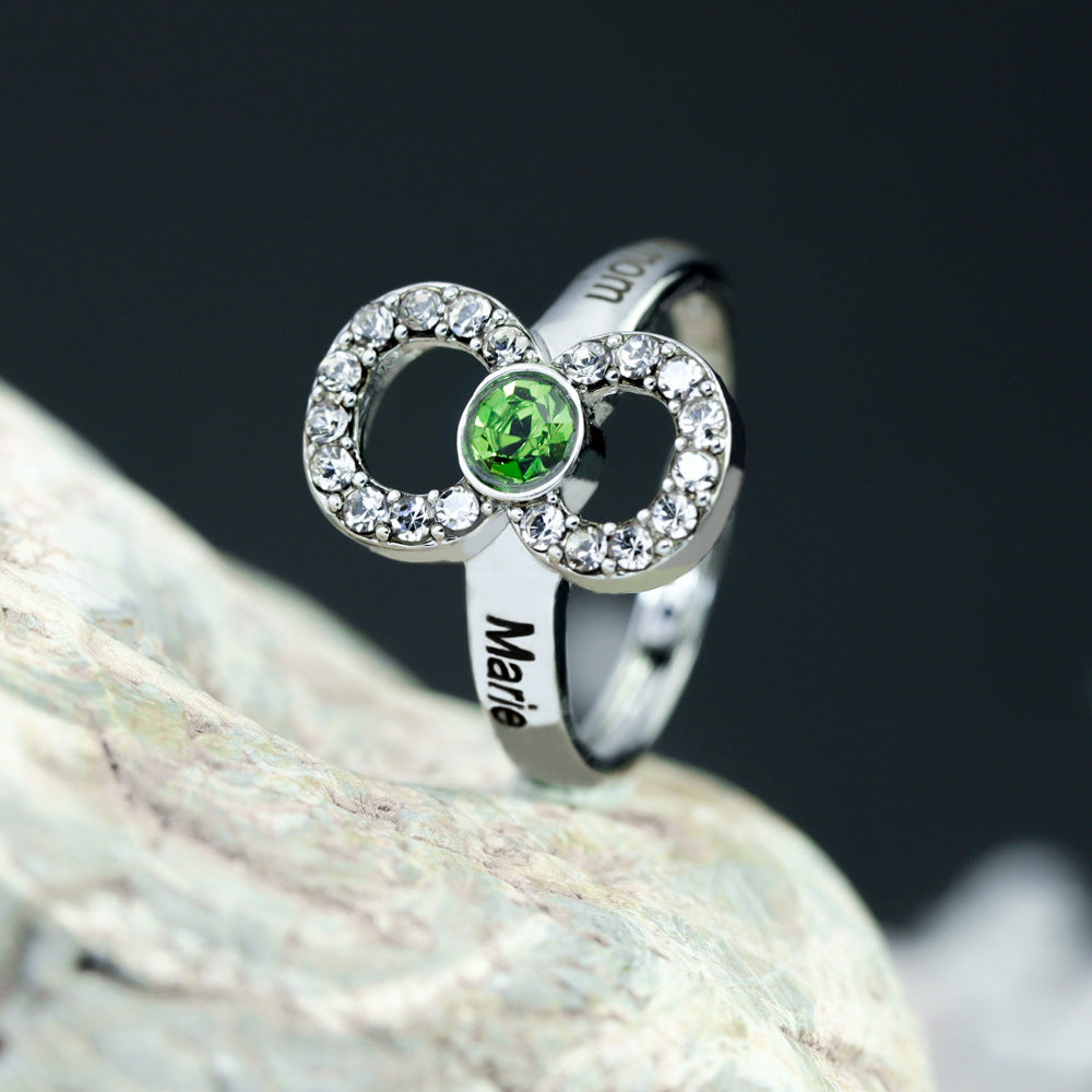 Diamond engraved name ring personalized for women