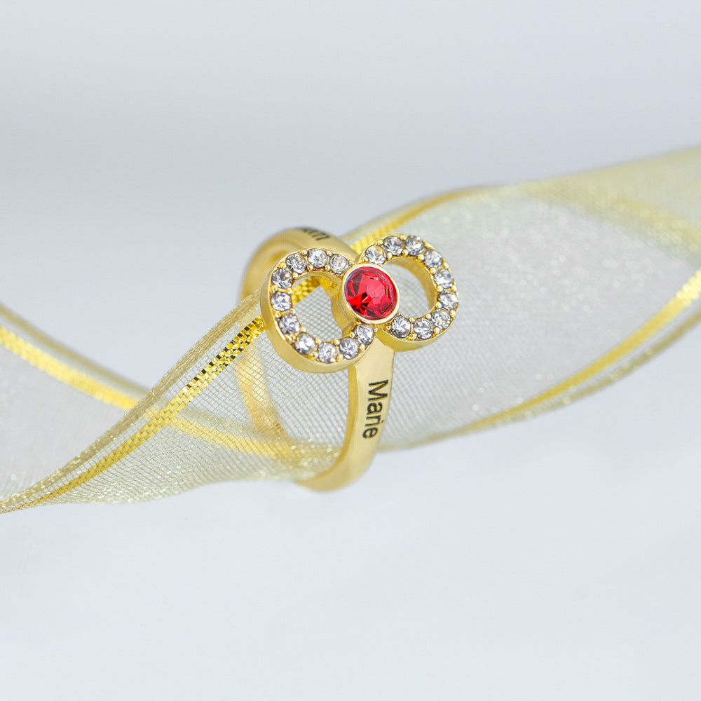 Diamond engraved name ring personalized for women