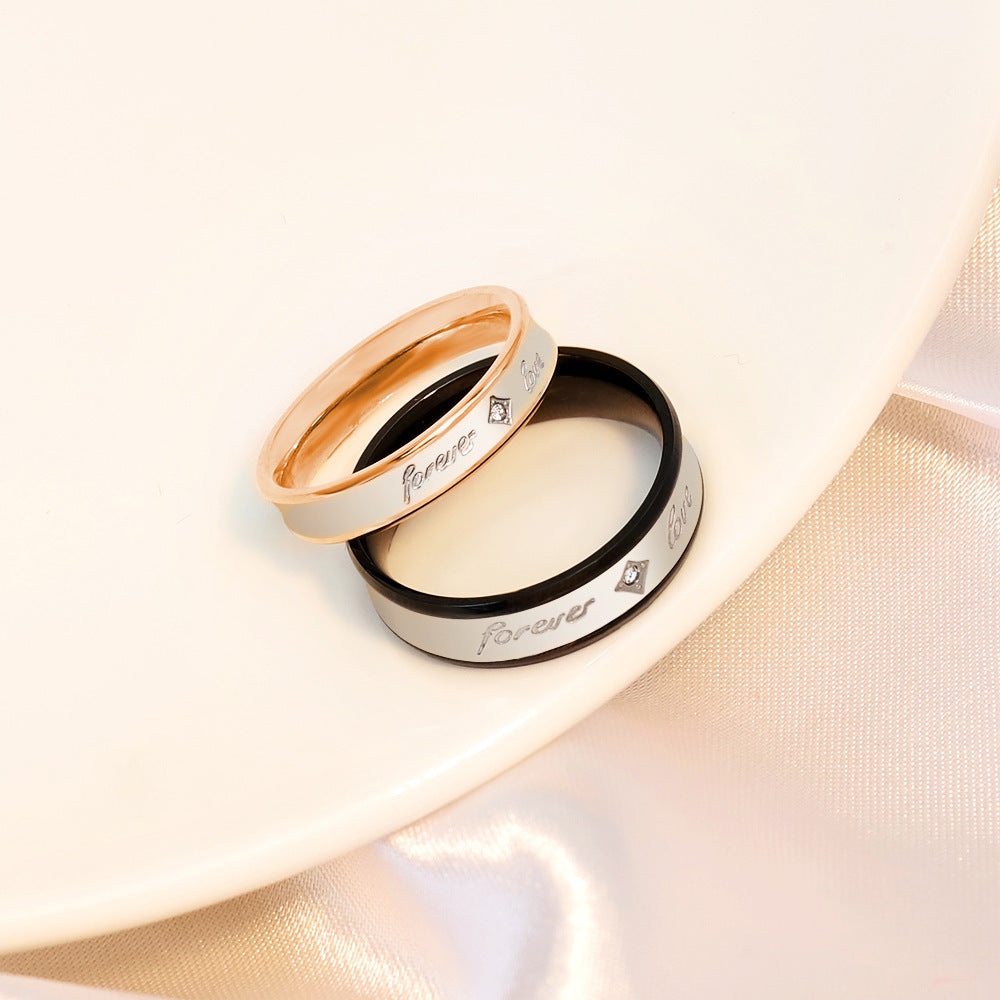Silver couple rings – personalized Korean fashion rings, perfect Valentine’s Day gift for couples