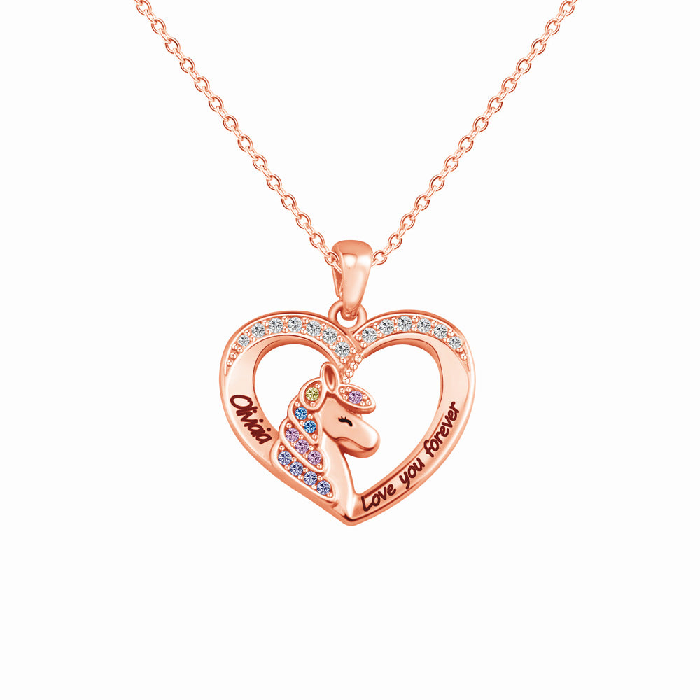Creative unicorn copper necklace – personalized letter pendant jewelry for women