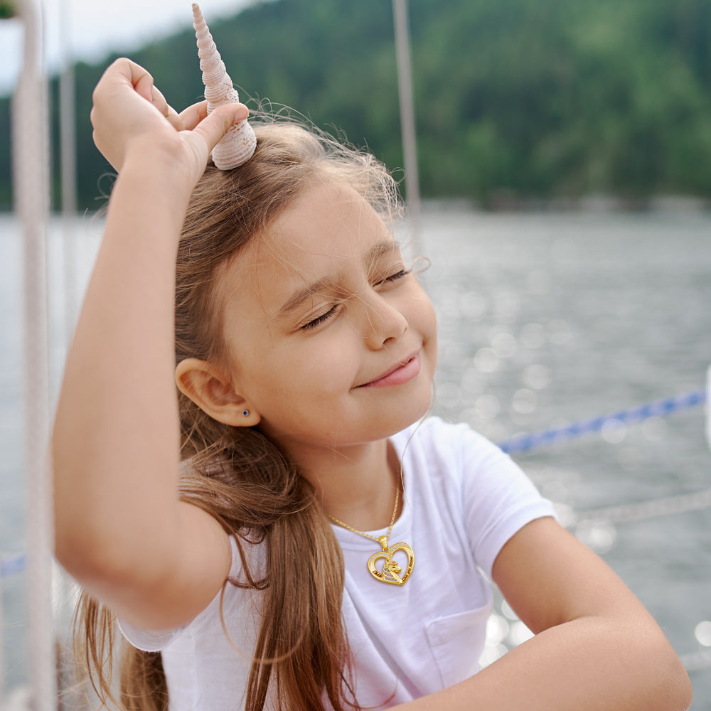 Creative unicorn copper necklace – personalized letter pendant jewelry for women