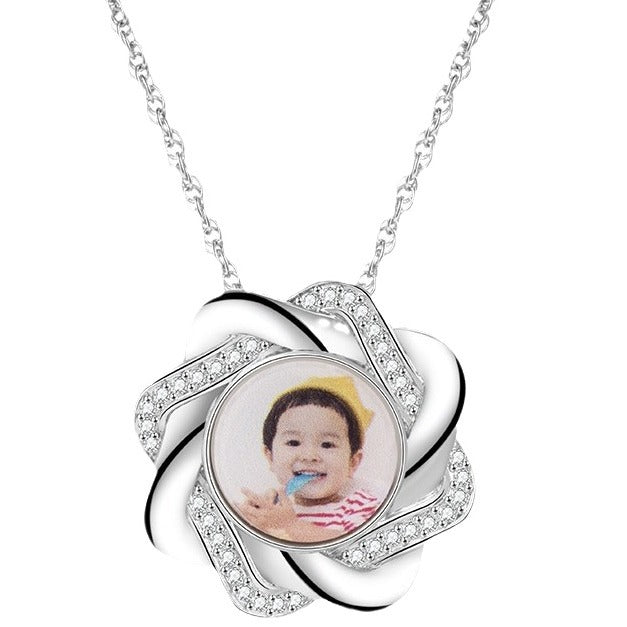 European and American new diamond zircon six-pointed star baby photo frame pendant can come to the picture DIY personalized necklace women's gifts