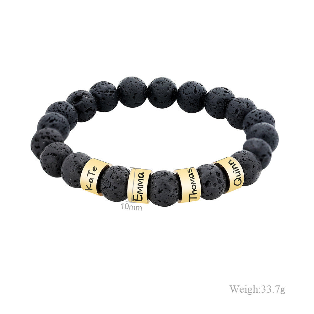 Fashion men’s beaded bracelet jewelry with engraving gift box