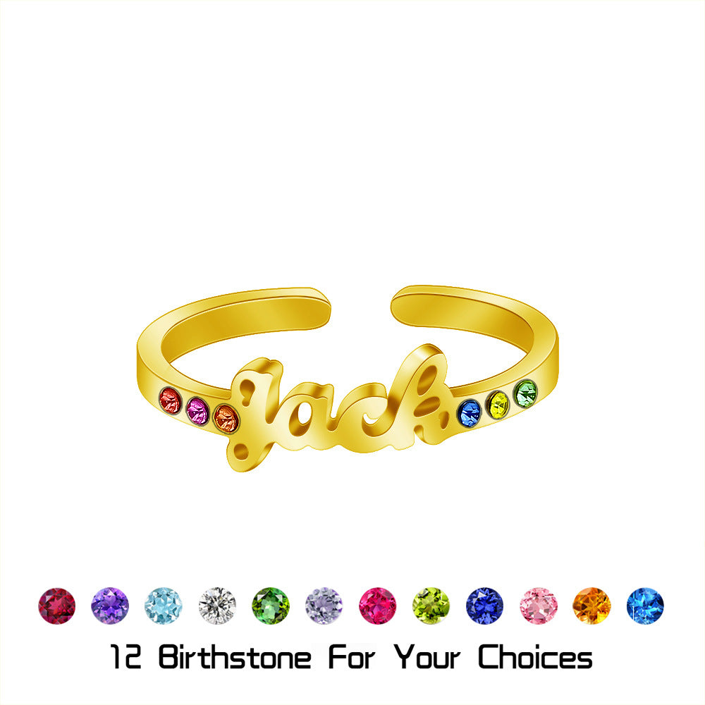 Women’s adjustable open ring with 12th birthstone minimalist fashion design