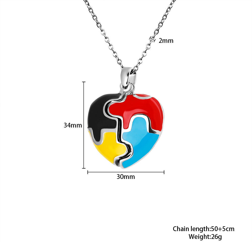 European and American cross-border jewelry, four-color puzzle photo box, Valentine's Day gift, clavicle chain pendant, couple necklace, girlfriend gift