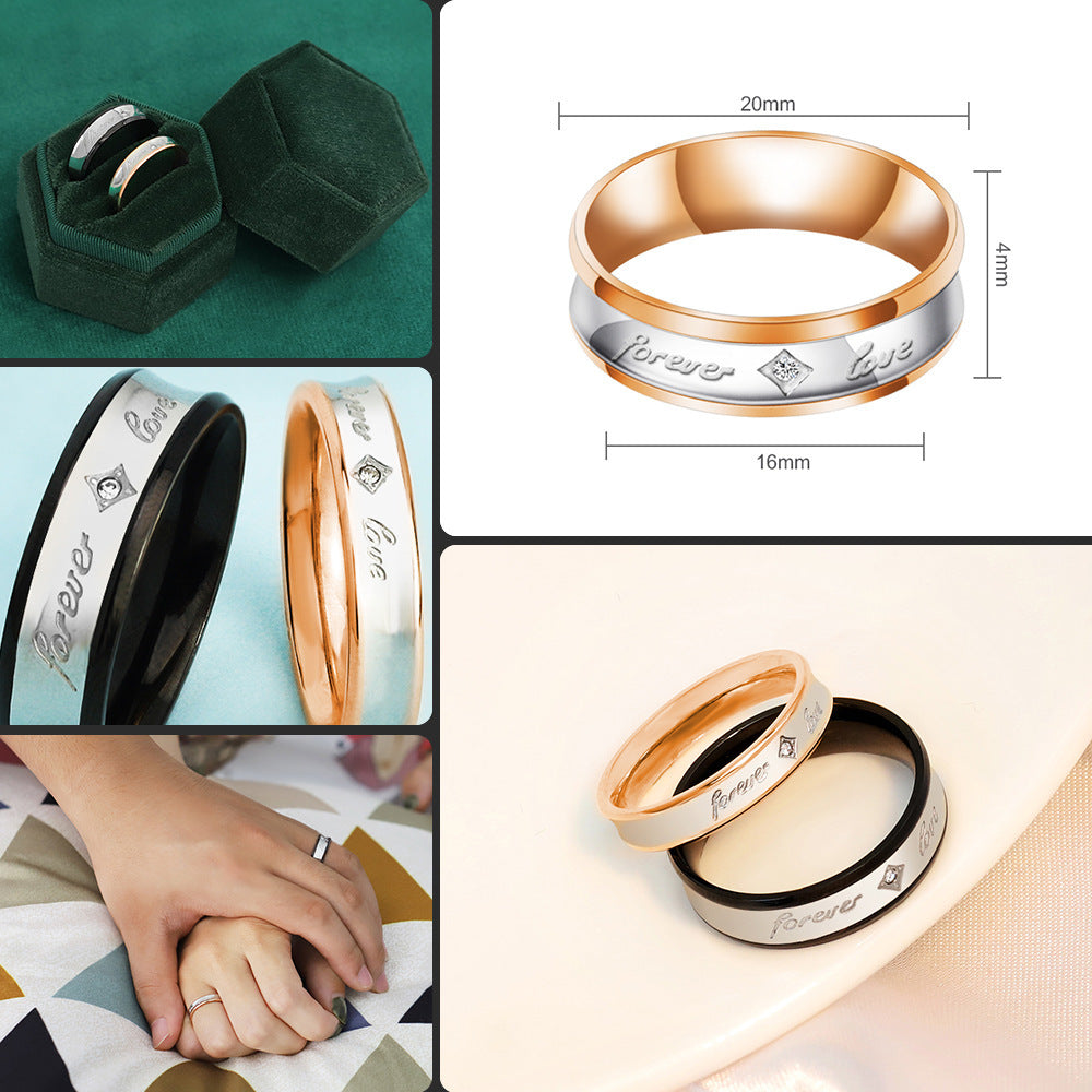 Silver couple rings – personalized Korean fashion rings, perfect Valentine’s Day gift for couples