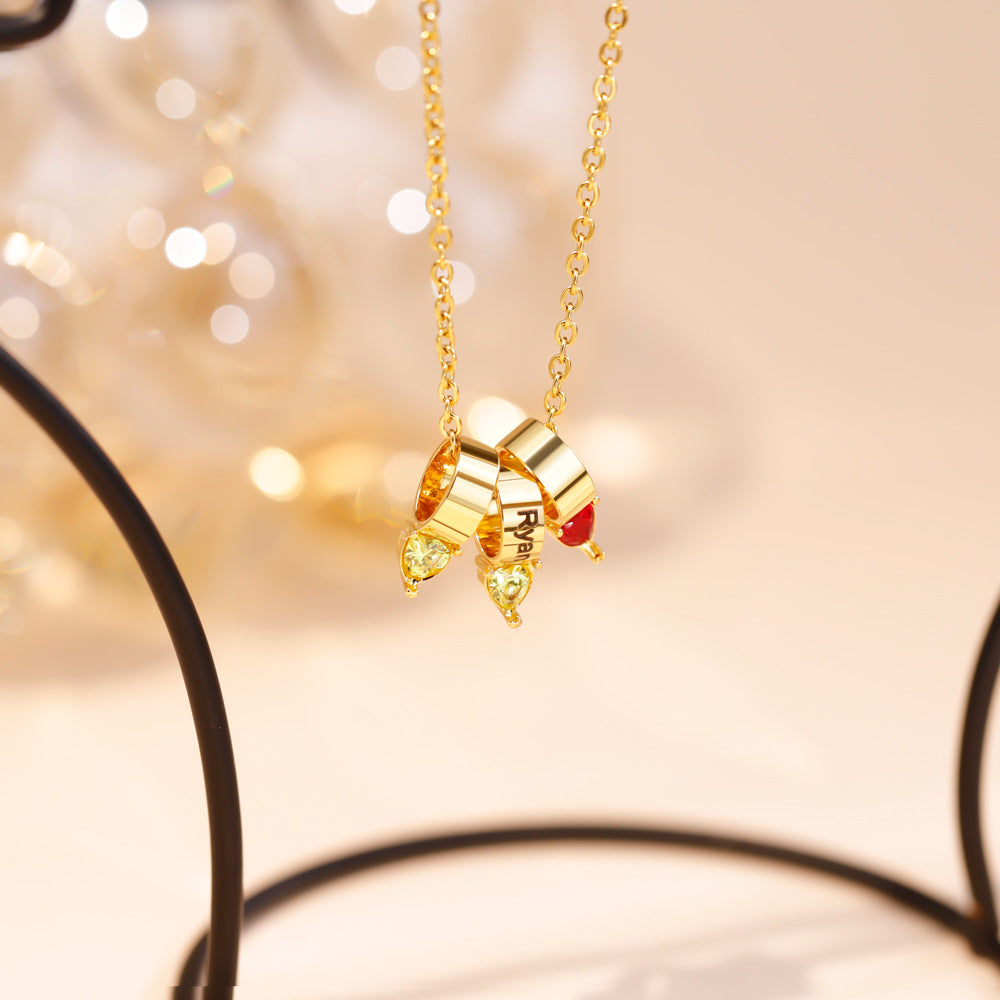 MOM peach heart diamond lettering necklace – personalized DIY women’s jewelry gift