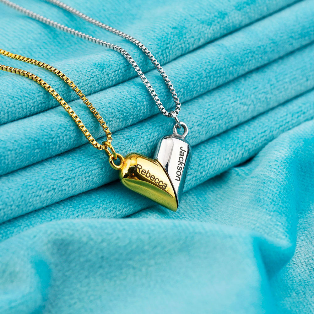 Love magnetic heart couple necklace – matching pendant jewelry gift for couples