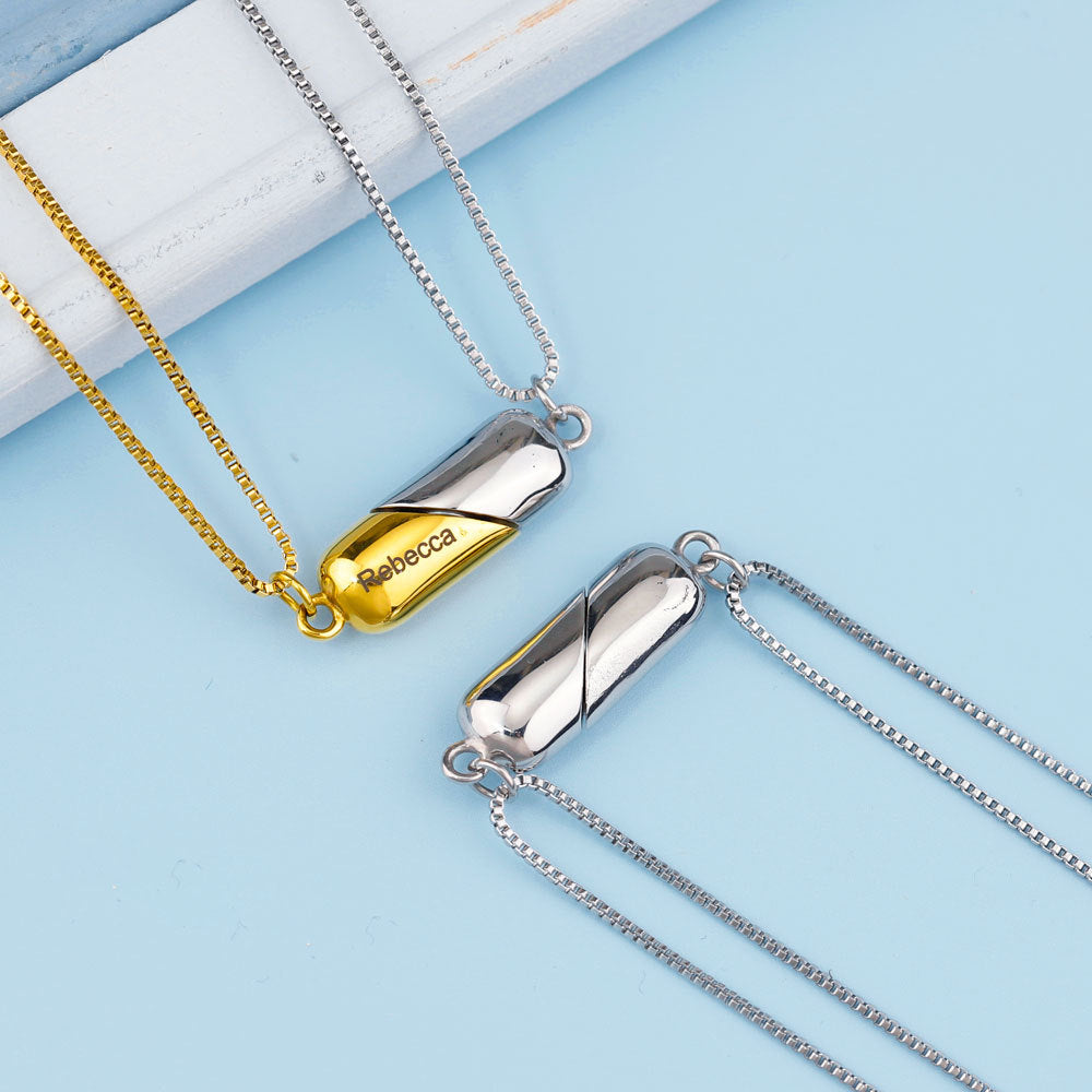 Love magnetic heart couple necklace – matching pendant jewelry gift for couples