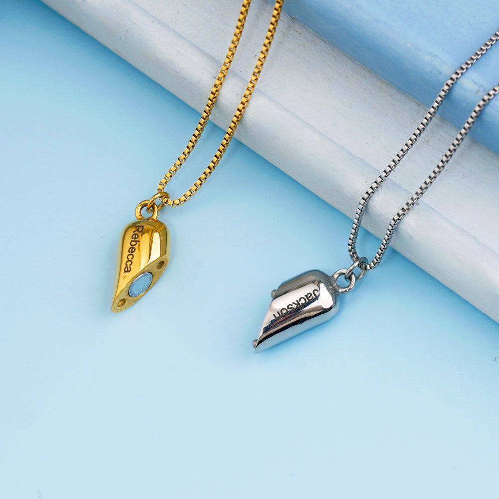 Love magnetic heart couple necklace – matching pendant jewelry gift for couples