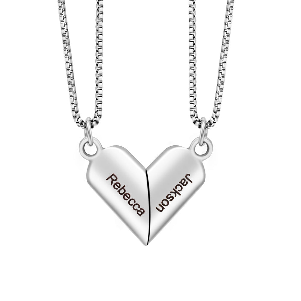 Love magnetic heart couple necklace – matching pendant jewelry gift for couples