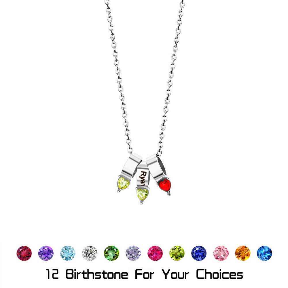 MOM peach heart diamond lettering necklace – personalized DIY women’s jewelry gift