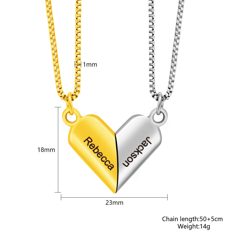 Love magnetic heart couple necklace – matching pendant jewelry gift for couples