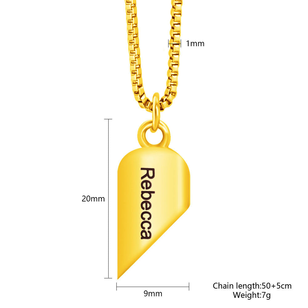 Love magnetic heart couple necklace – matching pendant jewelry gift for couples