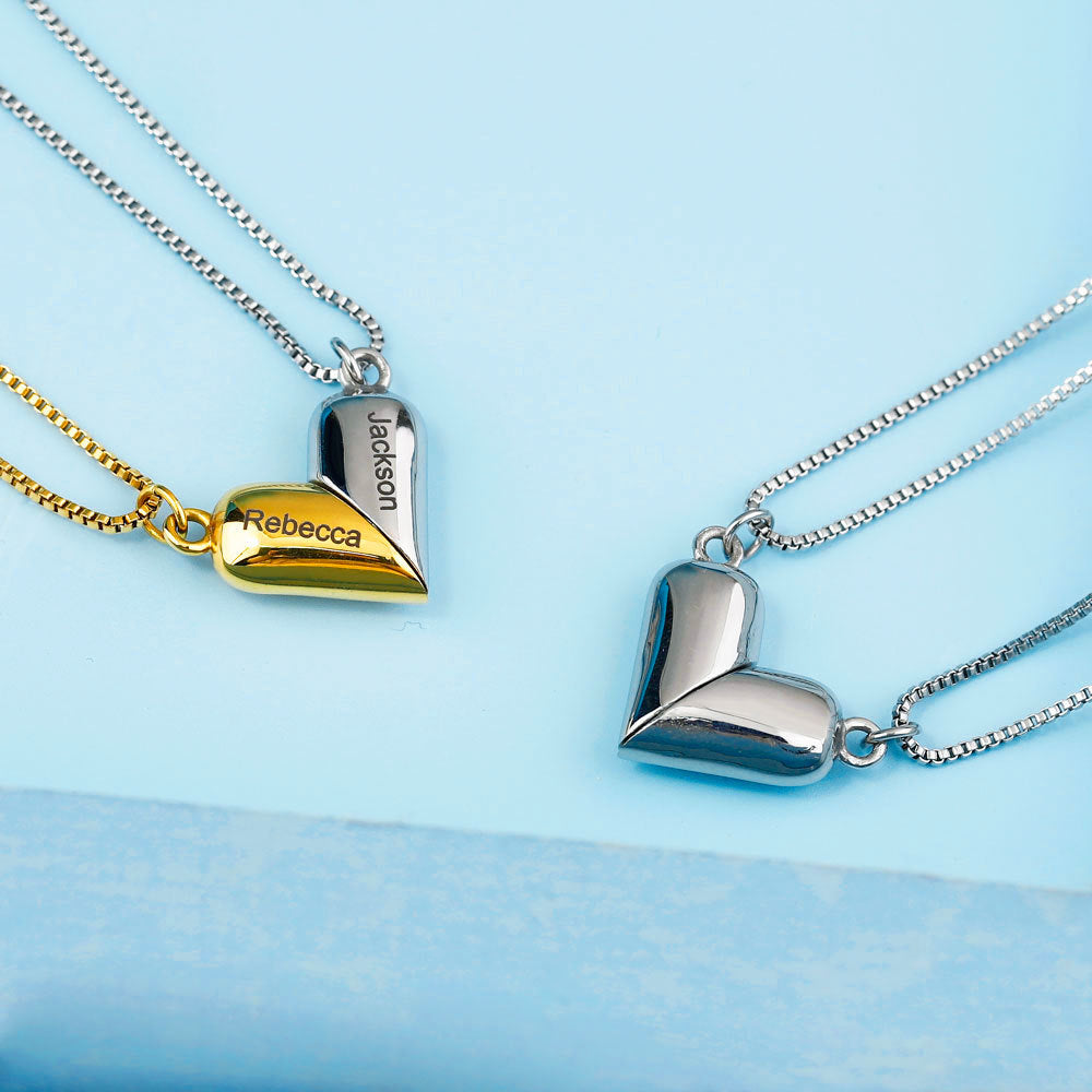 Love magnetic heart couple necklace – matching pendant jewelry gift for couples