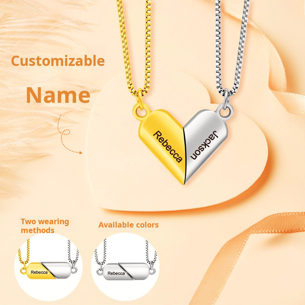 Love magnetic heart couple necklace – matching pendant jewelry gift for couples