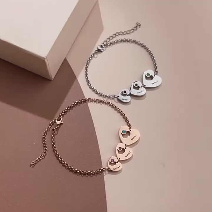 Girls’ peach heart diamond inlaid silver bracelet – personalized DIY jewelry gift