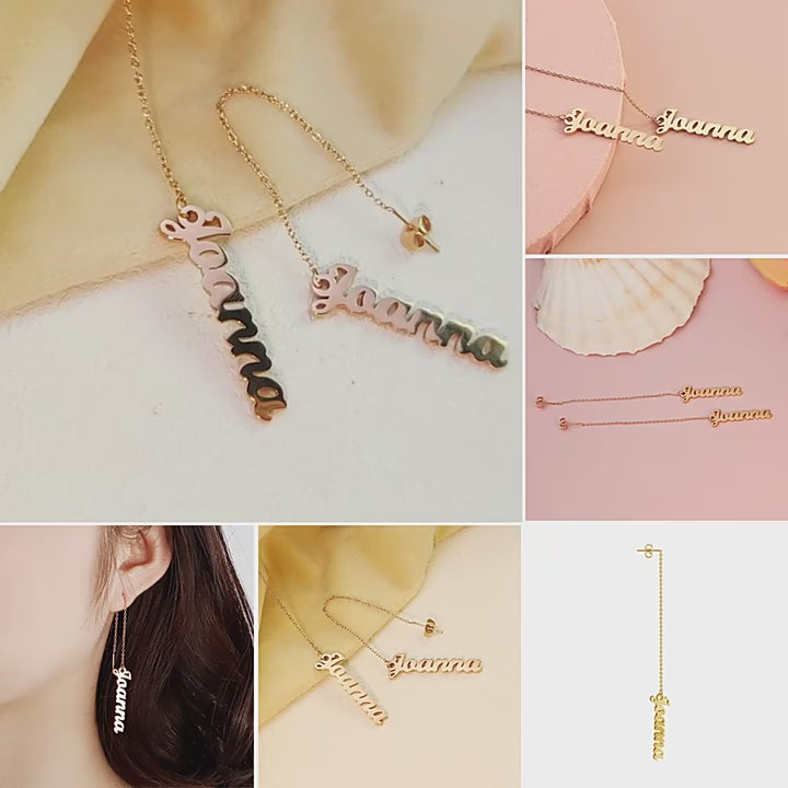 Women’s silver long chain earrings with elegant pendant design, individually packaged for gifting