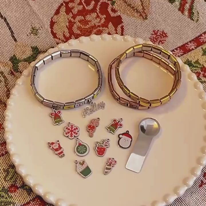 DIY engraved name Christmas bracelet gift for women