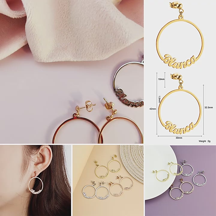 English DIY hoop earrings women’s round fashion jewelry with packaging
