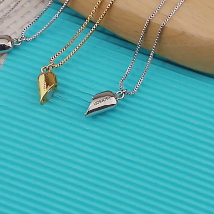 Love magnetic heart couple necklace – matching pendant jewelry gift for couples