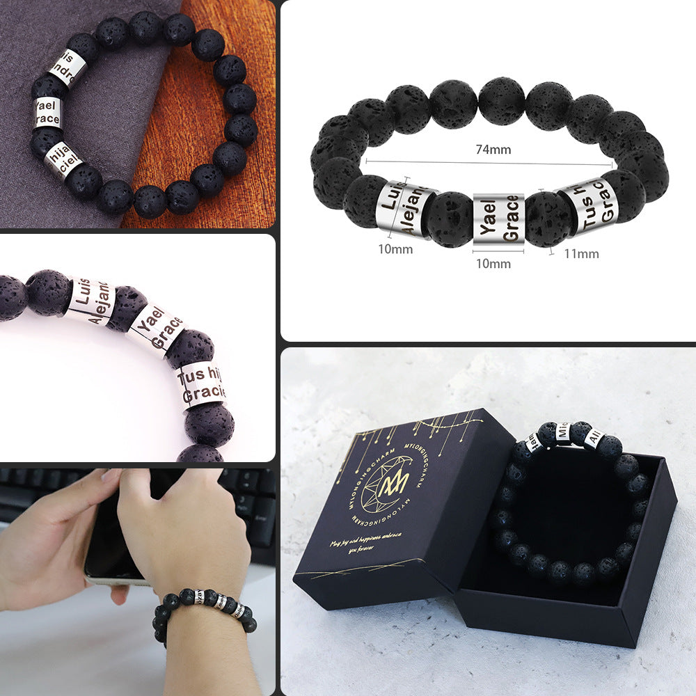 father's day letter bracelet men's personality vintage accessories engraved beading diy bracelet bracelet wholesale