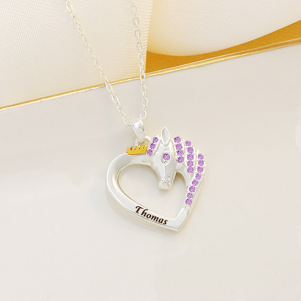 Creative unicorn DIY European and American fashion pendant lettering to send friends and sisters colorful peach heart necklace women