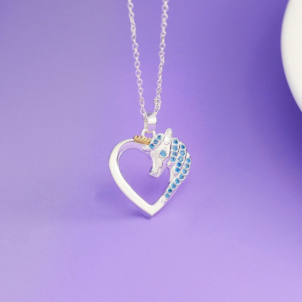 Creative unicorn DIY European and American fashion pendant lettering to send friends and sisters colorful peach heart necklace women