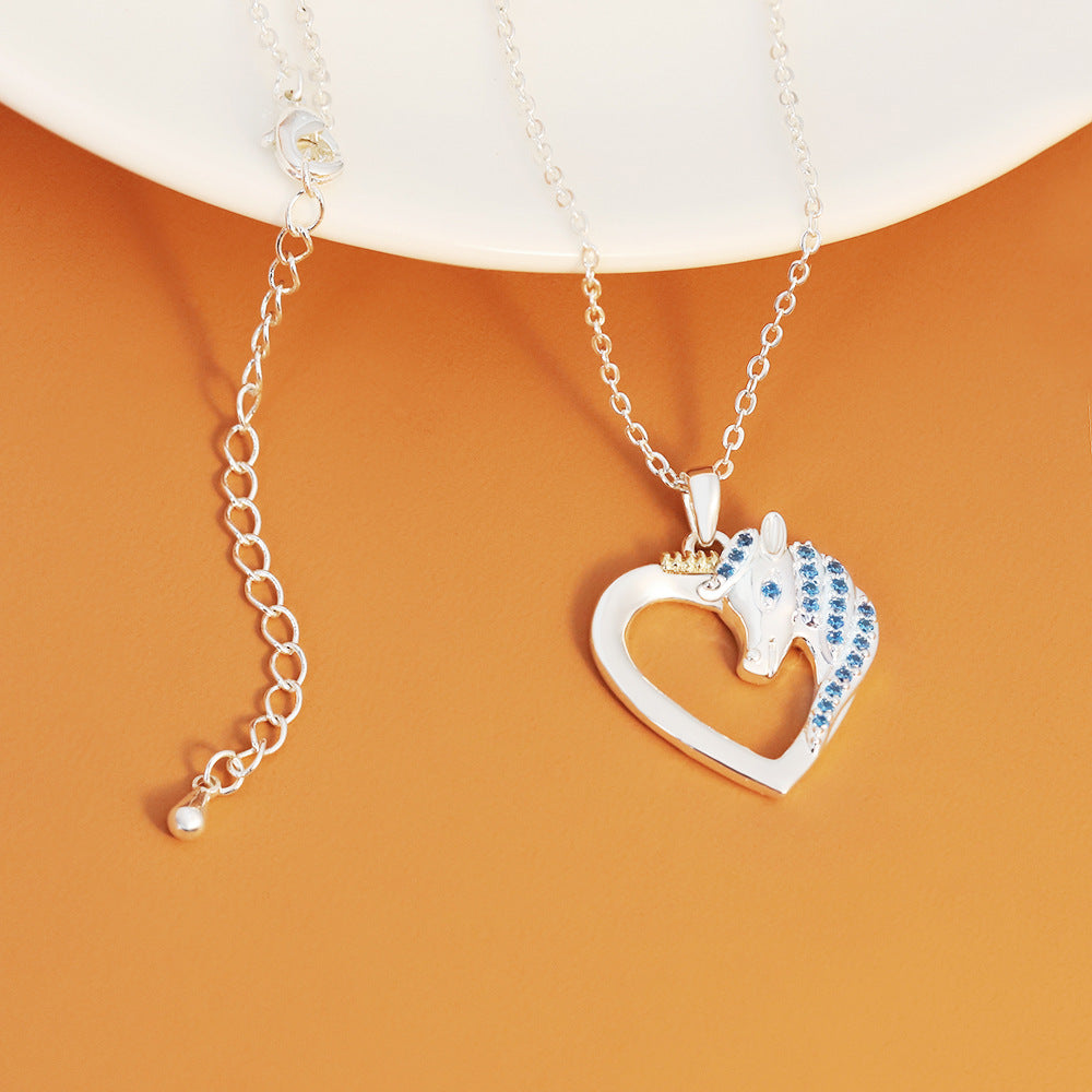 Creative unicorn DIY European and American fashion pendant lettering to send friends and sisters colorful peach heart necklace women