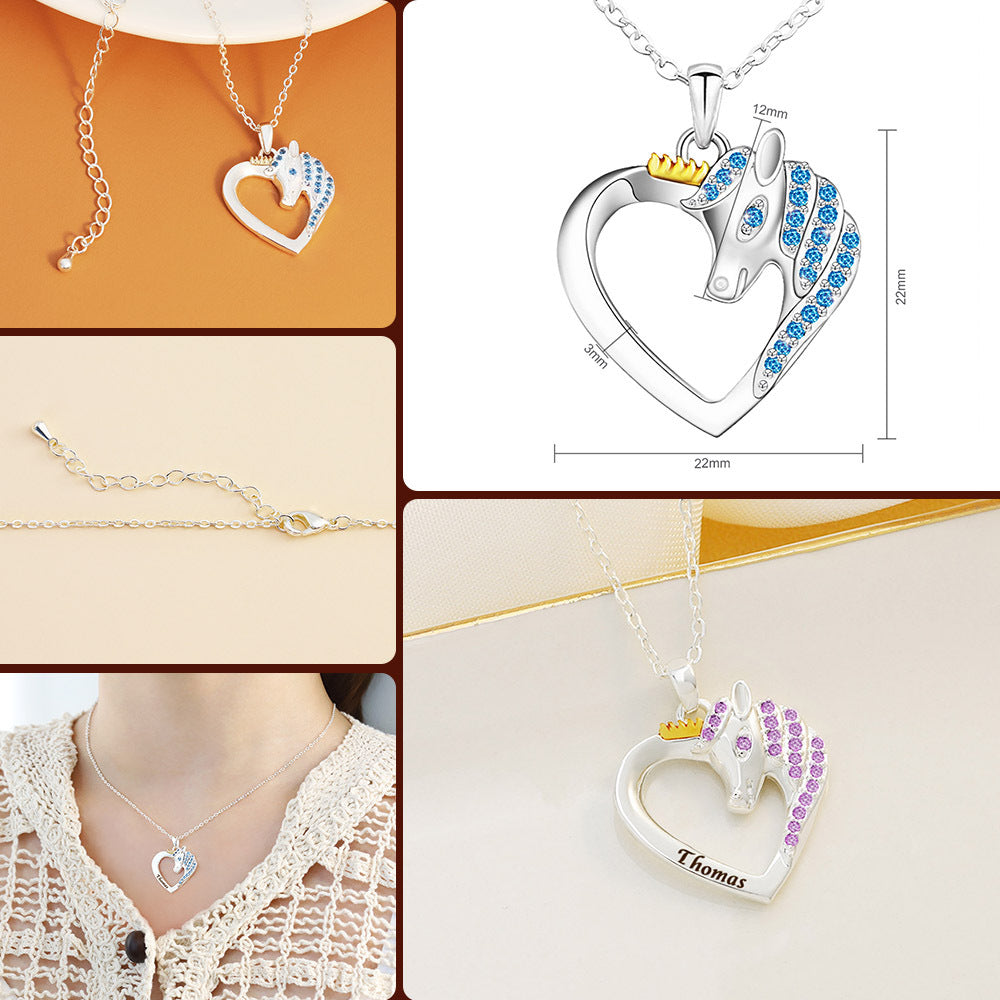 Creative unicorn DIY European and American fashion pendant lettering to send friends and sisters colorful peach heart necklace women