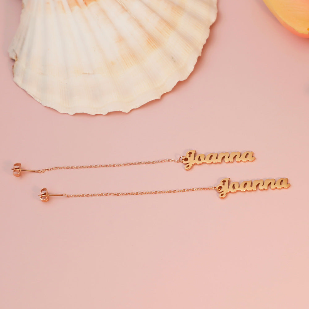 A large number of domestic spot English long chain earrings women's silver independent packaging long popular pendant jewelry