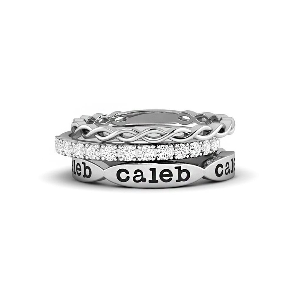 European and American cross-border Mother's Day Father's Day Catching Net Stacking Ring Simple Ring Name Personalization