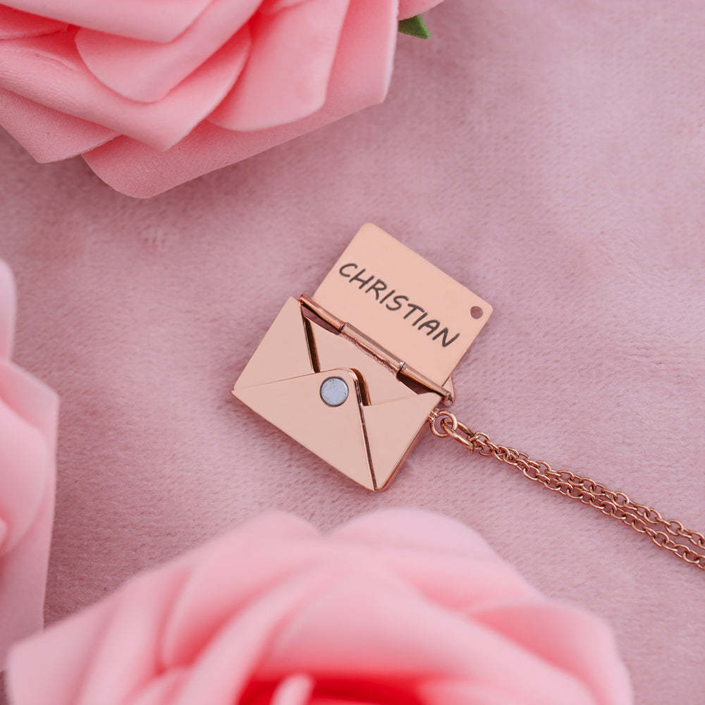 European and American valentine's day gift envelope necklace can be DIY lettering necklace women's fashion titanium silver clavicle chain pendant