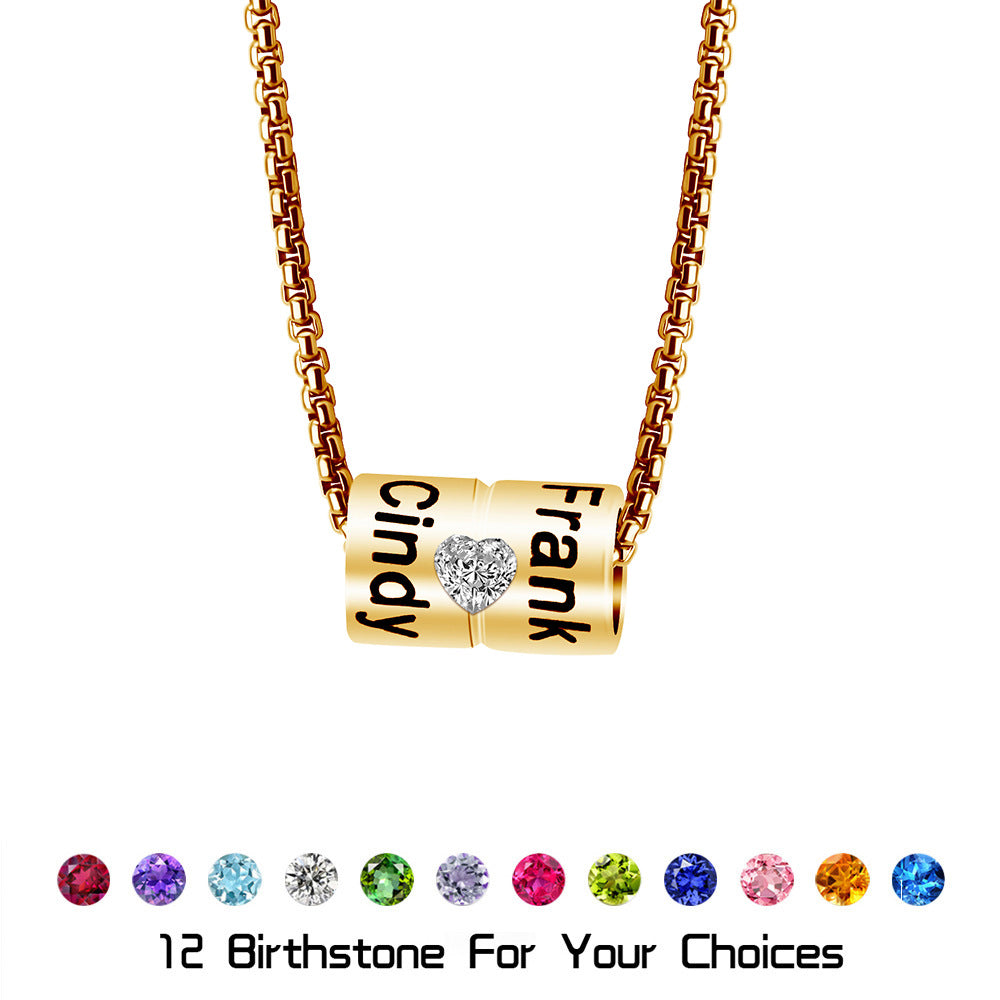 European and American  non-fading copper material, fashionable temperament, versatile women's necklace, engraved name pendant