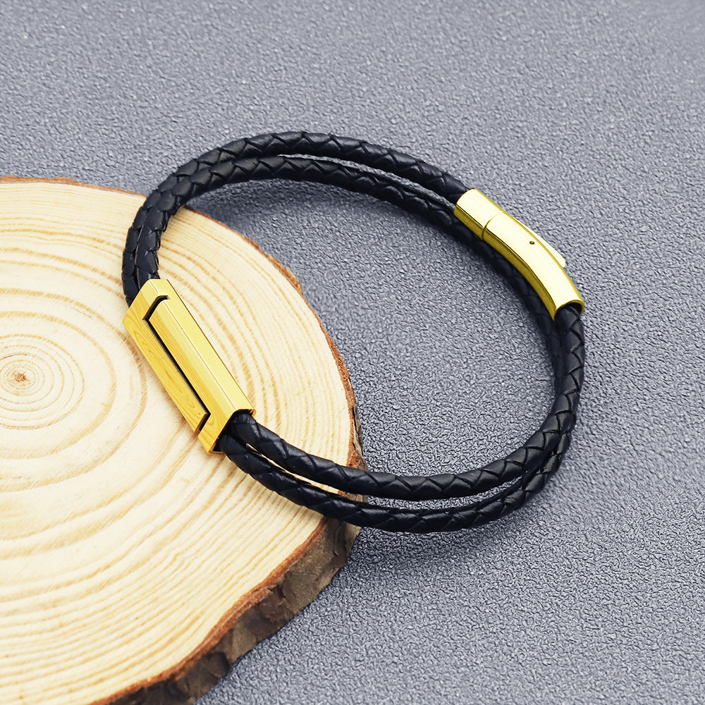 European and American fashion engraving woven personality DIY letter bracelet men's gift multi-color optional  bracelet
