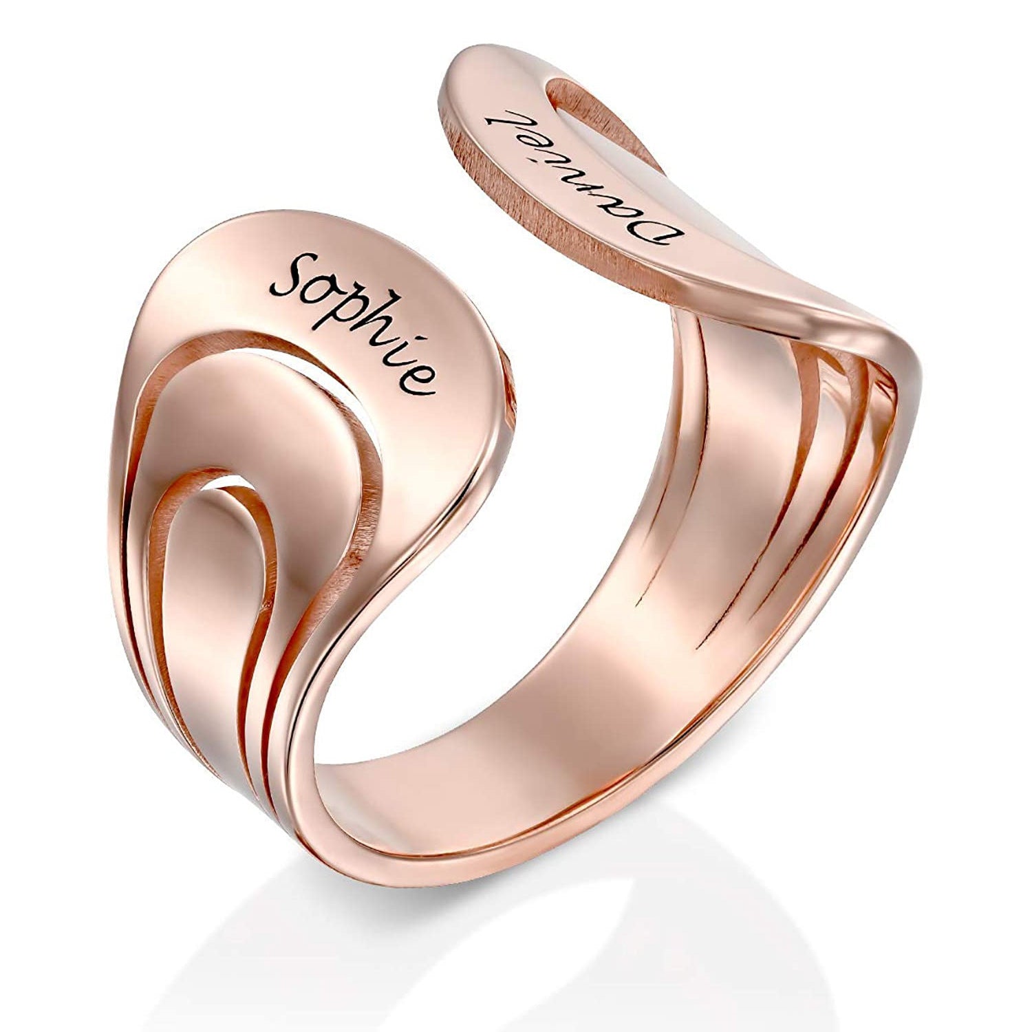 925 Silver Personalized Open Design Hug Ring Family Engraved Name Ring Mother's Day Jewelry Gift