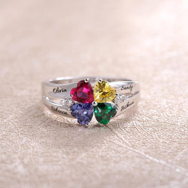 New Mother's Day Gift DIY Engraved Ring Hand Ornament Cross Border New Creative Fashion Micro Zircon Ring Woman