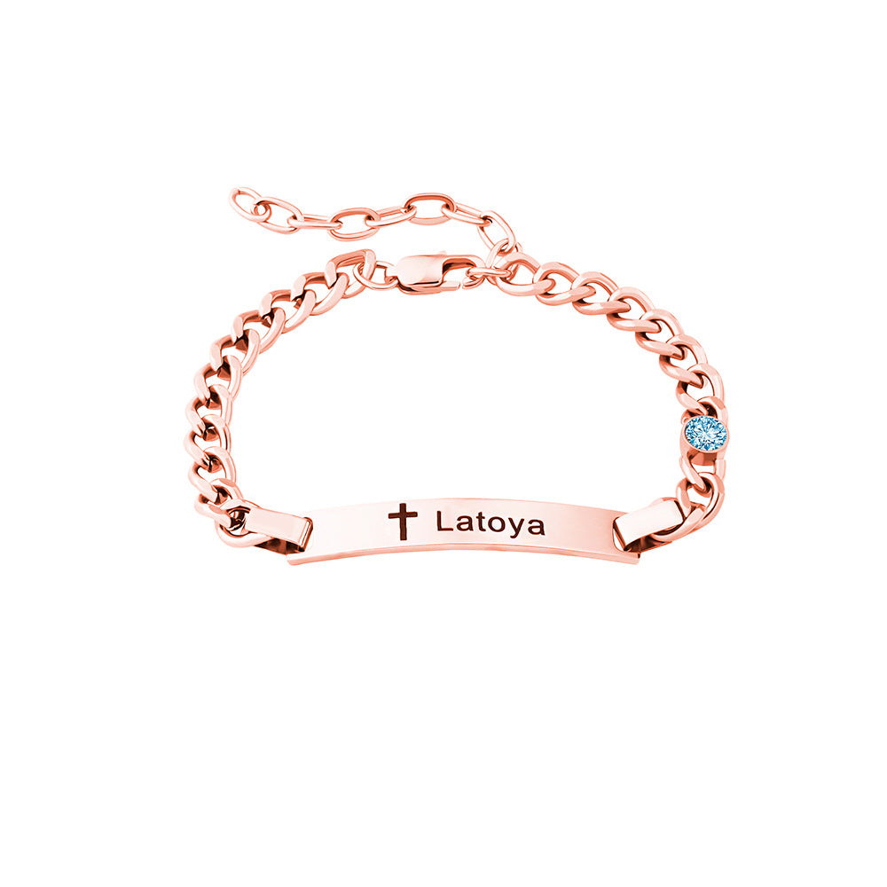 European and American children's personalized lettering with birthstone bracelet  new titanium bracelet jewelry
