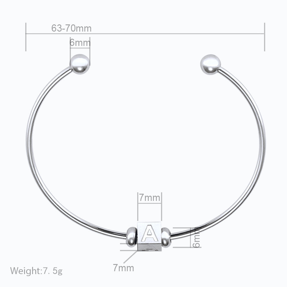 New stainless steel threaded mouth detachable activity bracelet DIY three-dimensional 24 English letter beaded bracelet