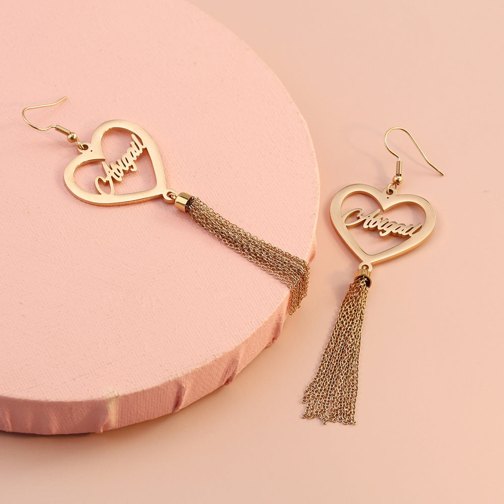European and American fashion temperament long tassel earrings, women's versatile earrings, hipster personality into the ear stud jewelry
