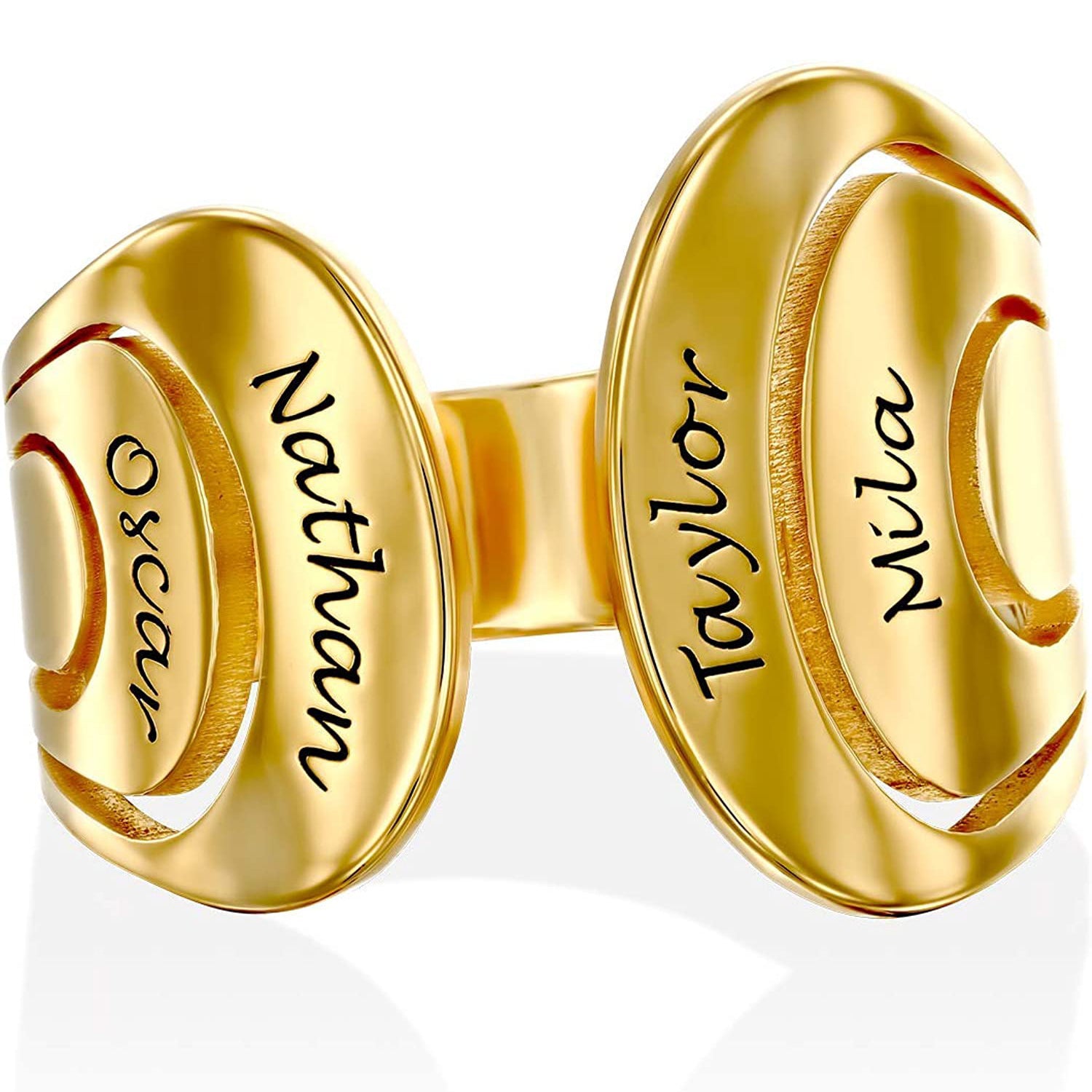925 Silver Personalized Open Design Hug Ring Family Engraved Name Ring Mother's Day Jewelry Gift