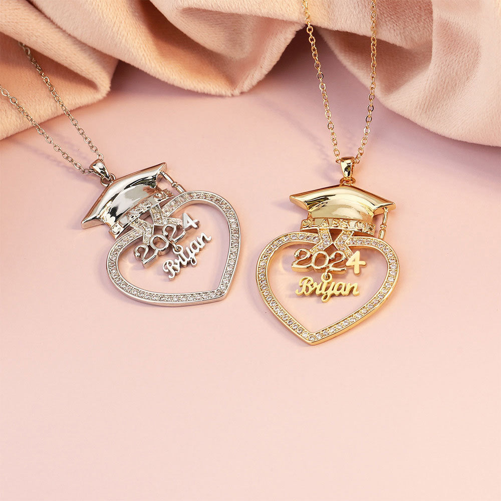 European and American new Dr. Peach Heart Cap Cutting English name DIY necklace Student graduation season commemorative gift