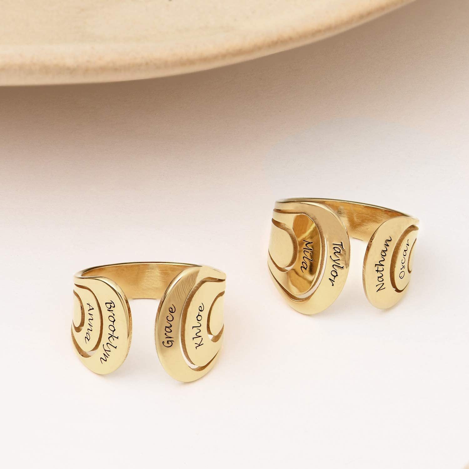 925 Silver Personalized Open Design Hug Ring Family Engraved Name Ring Mother's Day Jewelry Gift