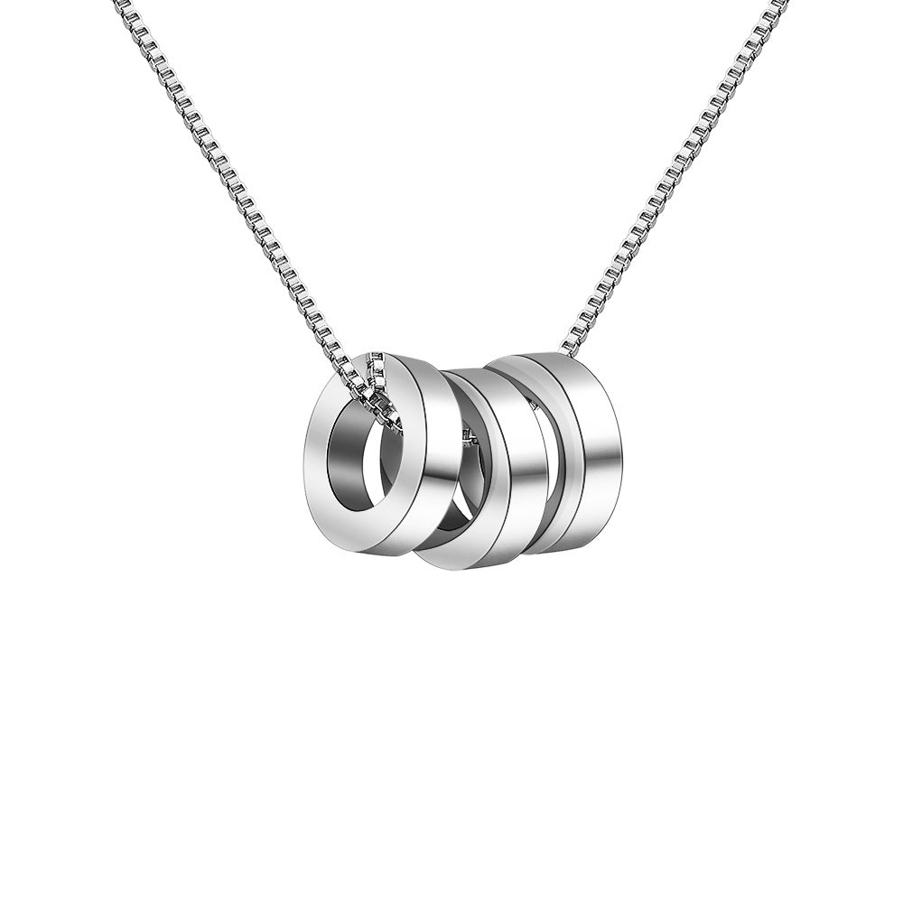 New personality beaded engraved name necklace pendant European and American men's tide silver box chain men's pendant