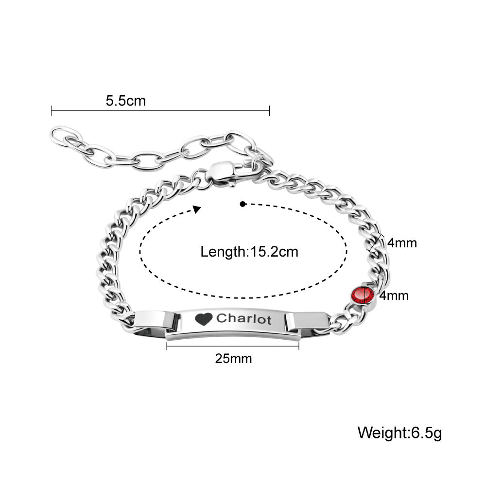European and American children's personalized lettering with birthstone bracelet  new titanium bracelet jewelry